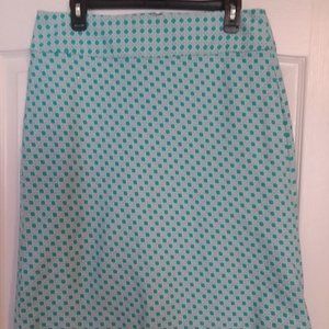 Women's Talbots sz 10 skirt Aqua Blue & White
